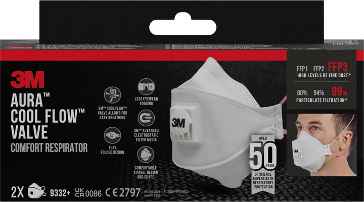 Actual product image 3M Respirator Aura 9332+C2 (FFP3, 2x)