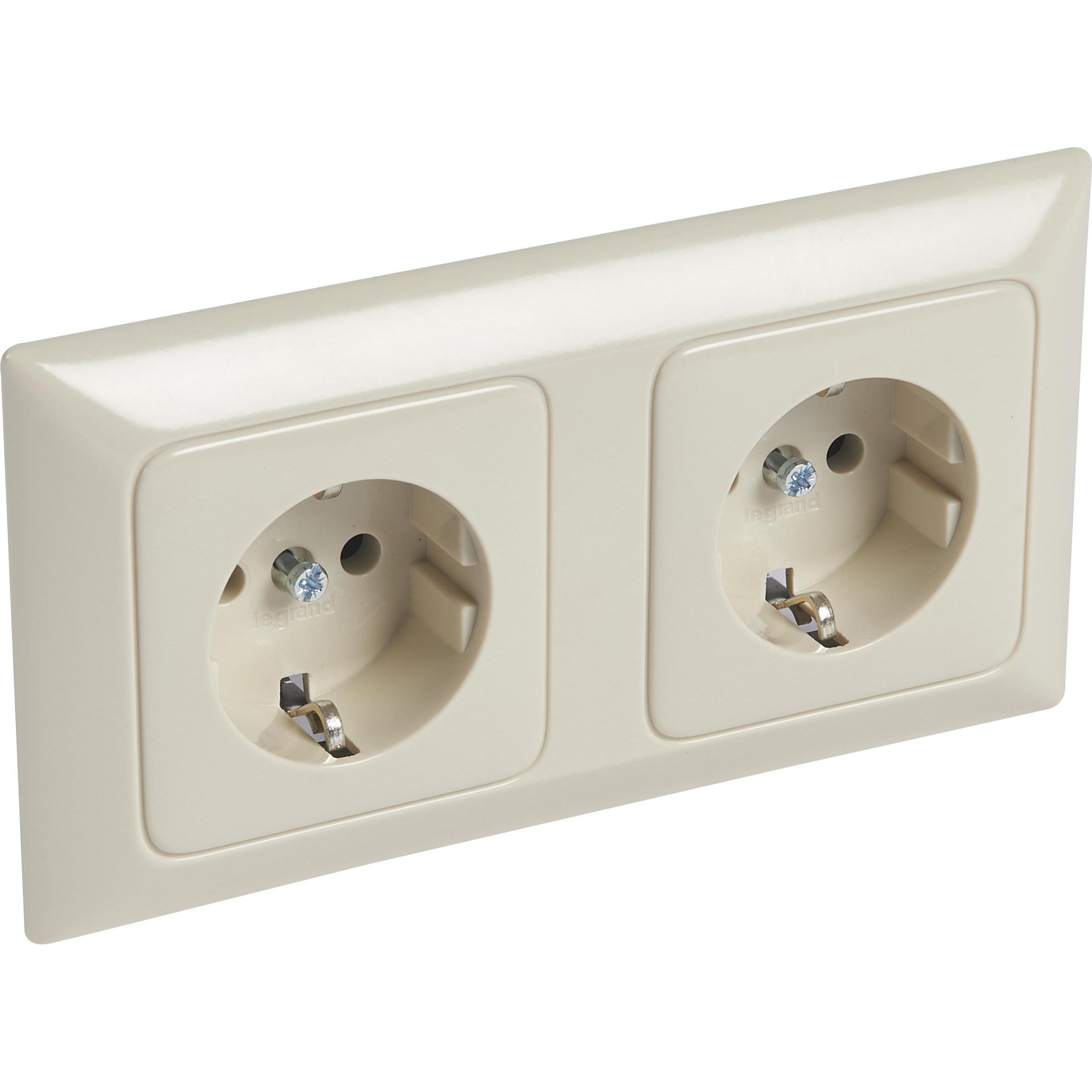 Legrand, Steckdose, CREO Schuko Voll 776122 21 MW 2fach waagerecht für 2 Dosen