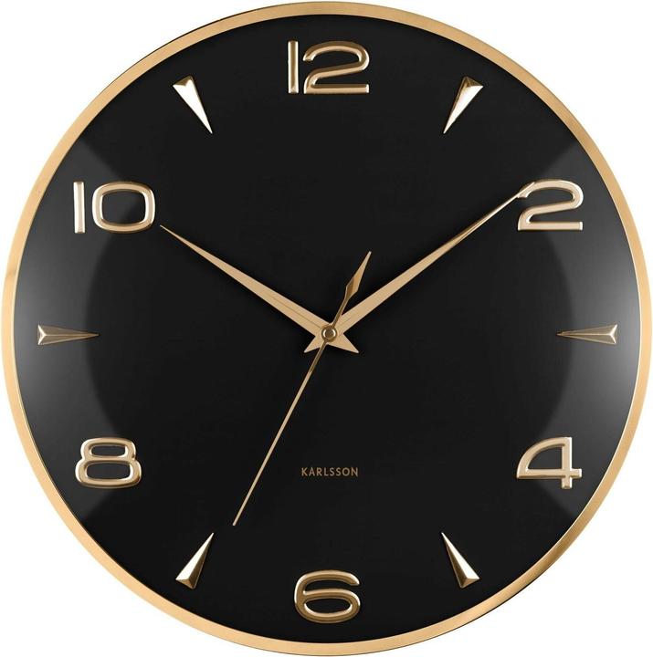Schwarz mit goldenen Zeigern und Zahlen