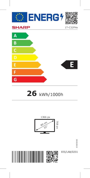 Label énergétique Sharp 32FH2EA (32", LCD, HD, 2023)