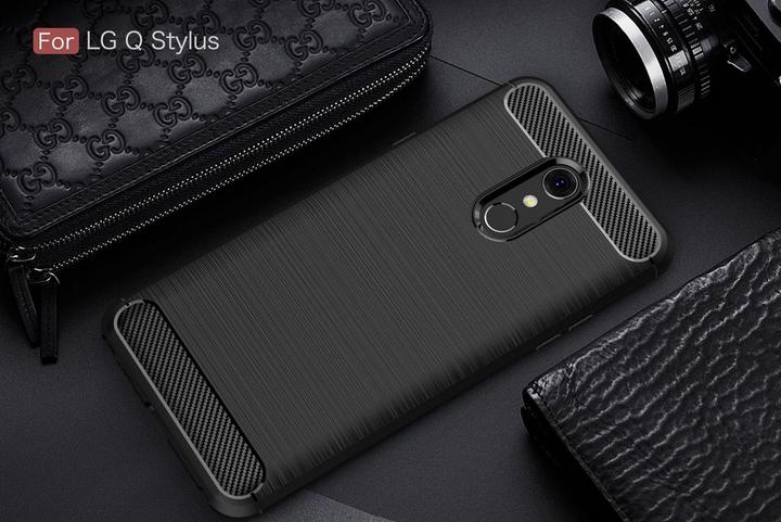 Actual product image Screenguard LG Q Stylus Cover Carbon Brushed Soft TPU (LG Q Stylus)