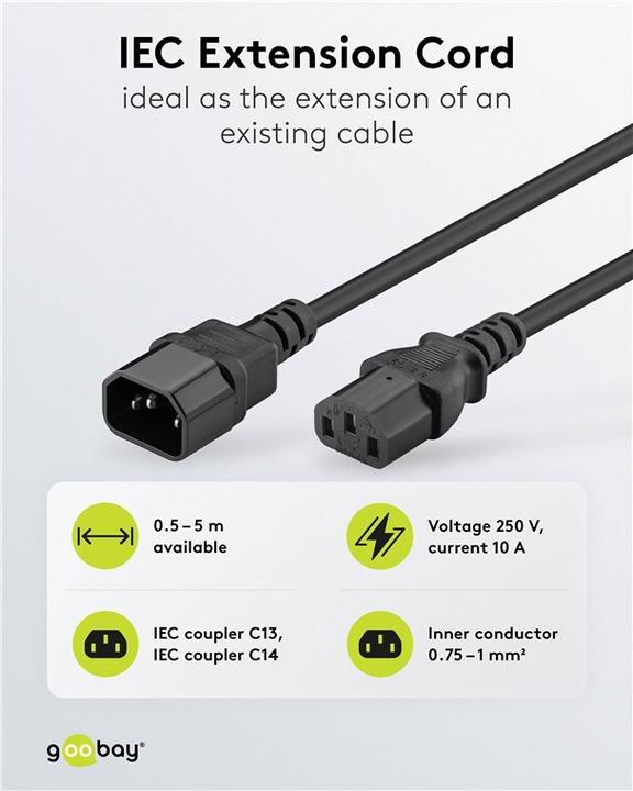 Produktbild Goobay Spannungsversorgungs-Verlängerungskabel (3.50 m)