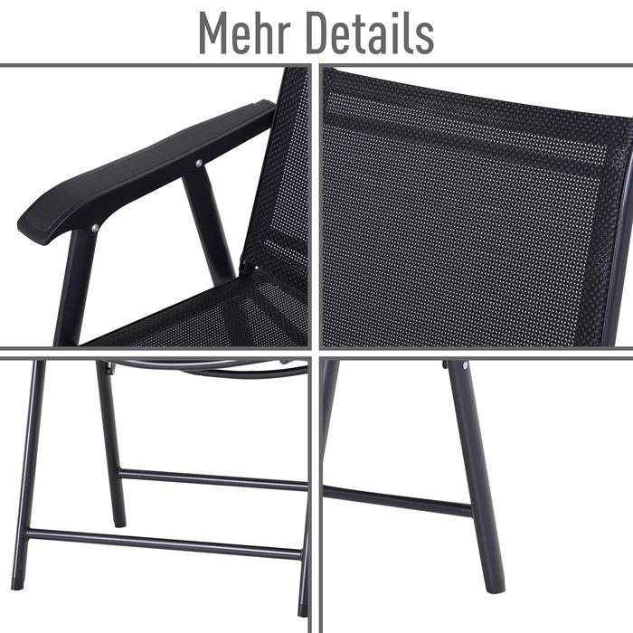 Image du produit Swisshandel24 Campingstühle 2er Set Klappstuhl, Armlehnen, Metall Schwarz 58x64x94cm