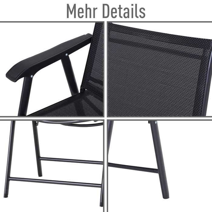 Produktbild Swisshandel24 Campingstühle 2er Set Klappstuhl, Armlehnen, Metall Schwarz 58x64x94cm