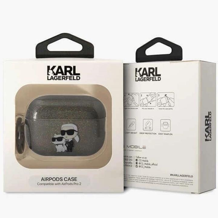Image du produit Karl Lagerfeld Glitter NFT Karl & Choupette - Étui AirPods Pro 2 (czarny) (Manchon pour casque d'écoute)