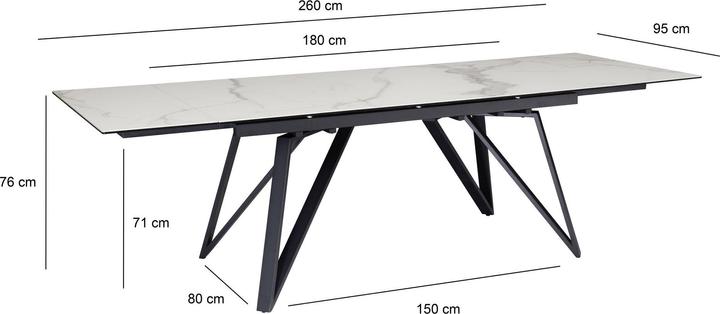 Produktbild FineBuy Esstisch Esszimmertisch 180 - 260 cm Ausziehbar Keramik Keramiktisch