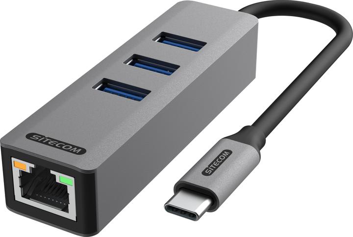 Produktbild Sitecom AD-1008 USB-C zu Ether +3x USB Hub (USB-C, 4 Ports)