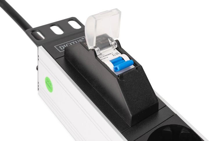 Actual product image Digitus Aluminum socket strip, 7-way with circuit breaker (7x, CEE 7/3, 1.80 m)