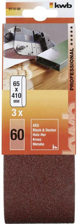 Image du produit kwb Bande abrasive 65X410 grain 60 (60)