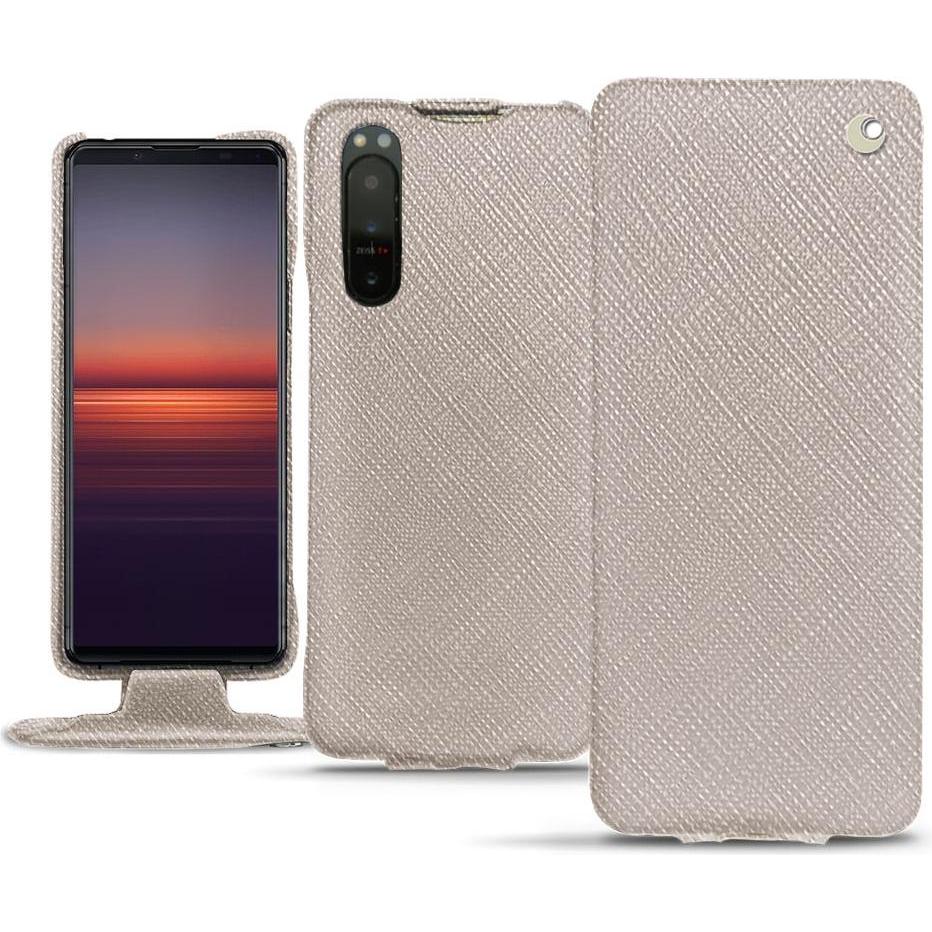 Noreve Lederschutzhülle vertikal (Sony Xperia 5 II), Smartphone Hülle, Beige