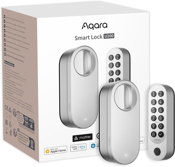 Immagine prodotto Aqara Smart Lock U200 Argento, EL-D02E (Impronta, Combinazione numerica elettronica, Bluetooth, Chiave, Scheda chiave, Smartphone)