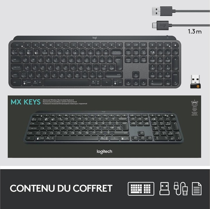Produktbild Logitech MX Keys (CH, Kabellos)