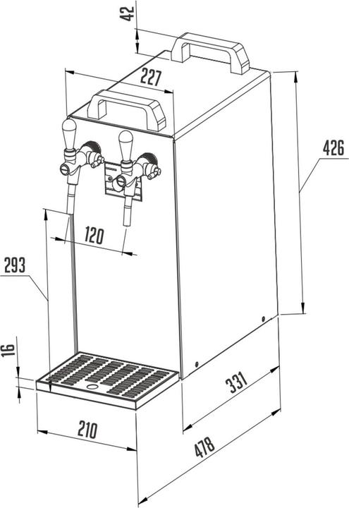 Actual product image Ich-zapfe Zapfanlage - Kontakt 40 Bierzapfanlage 2-leitig Trockenkühler, Durchlaufkühler 50 Liter/h