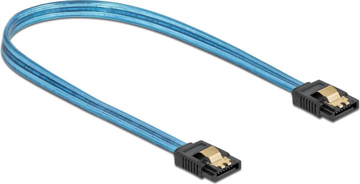Actual product image Delock SATA cable UV light effect blue 0.3 m (30 cm, SATA)