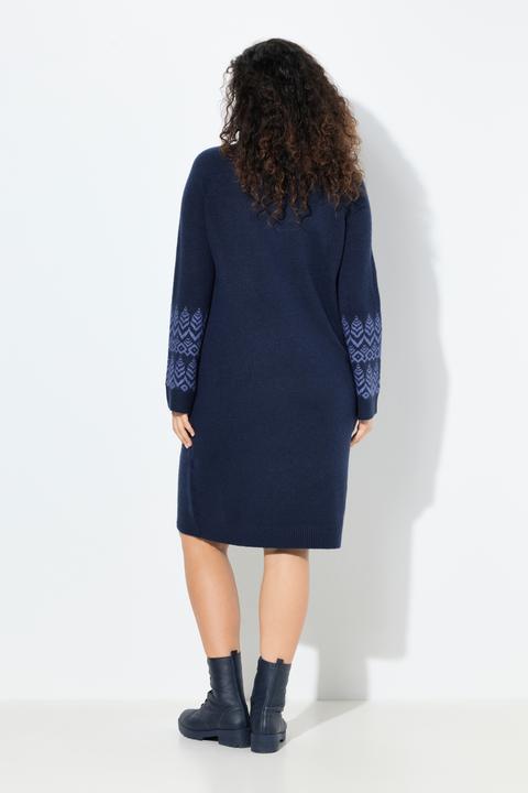 Immagine prodotto Ulla Popken Abito di maglia in stile norvegese con collo alto e maniche lunghe (54)