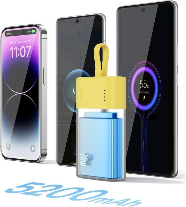 Immagine prodotto Baseus Popsicle 5200mAh 20W Powerbank with Built-in Lightning Cable (+ White Simple USB-C - U (5200 mAh, 20 W)