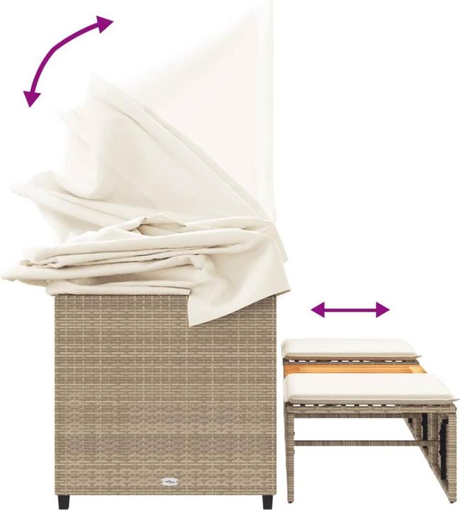 Produktbild vidaXL Outdoor-Sofa 3-Sitzer mit Dach und Hockern