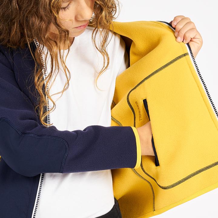 Produktbild Tribord Fleecejacke Segeln Kinder warm wendbar 500 marineblau/gelb (164)