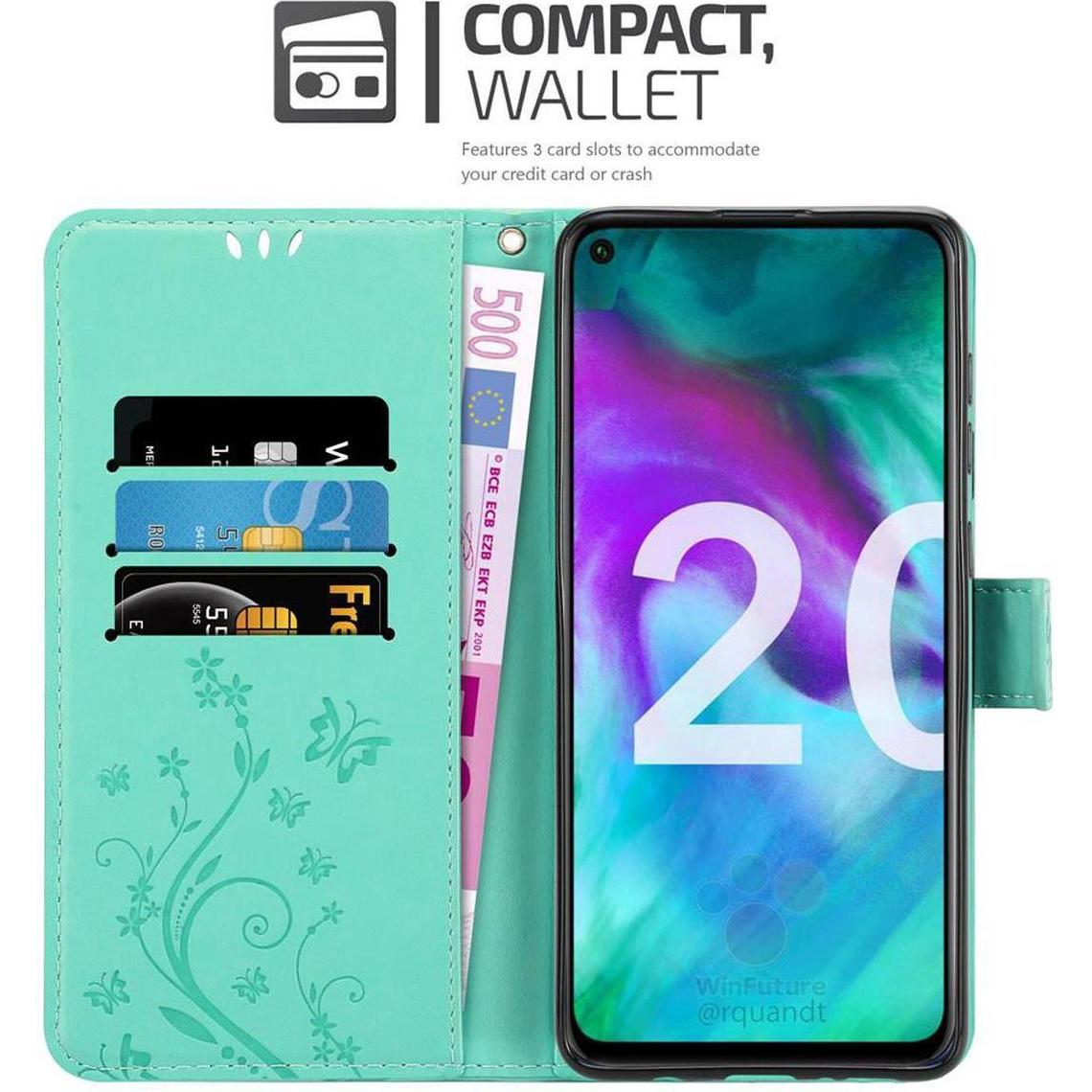 Thumbnail - Cadorabo Flower Book Cover (Honor 20), Smartphone Hülle, Türkis