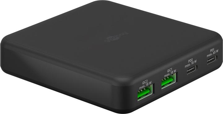 Produktbild Goobay USB-C PD GaN Multiport-Tischladegerät 65 W schwarz (65 W, 4 Ports)