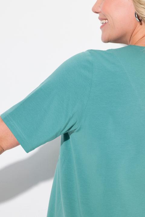 Immagine prodotto Ulla Popken T-shirt dal taglio svasato con scollo a tunica e mezze maniche (42, 44)