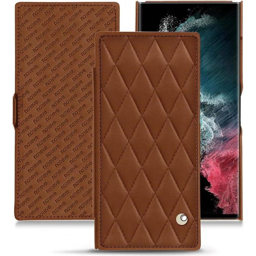 Noreve Lederschutzhülle horizontal (Samsung Galaxy S22 Ultra), Smartphone Hülle, Braun