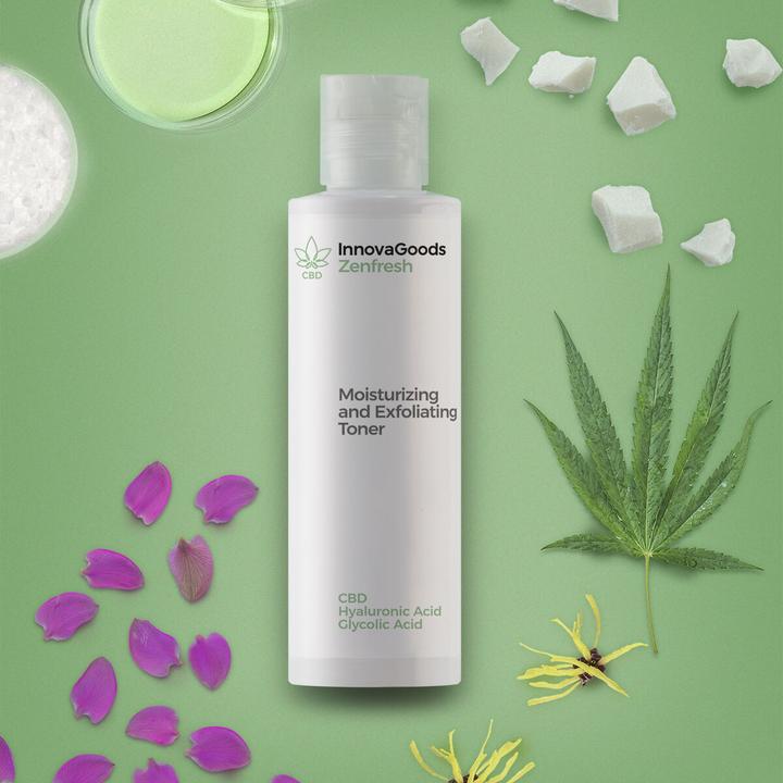 Immagine prodotto InnovaGoods Tonico viso idratante con effetto esfoliante CBD Zenfresh 150 ml (Scrub detergente, 150 ml)