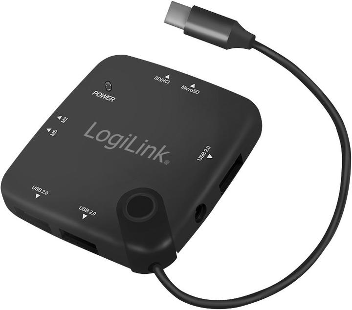 Produktbild LogiLink UA0344 - USB Typ-C OTG (On-The-Go) Multifunktions-Hub und Kartenleser (USB-C, 3 Ports)