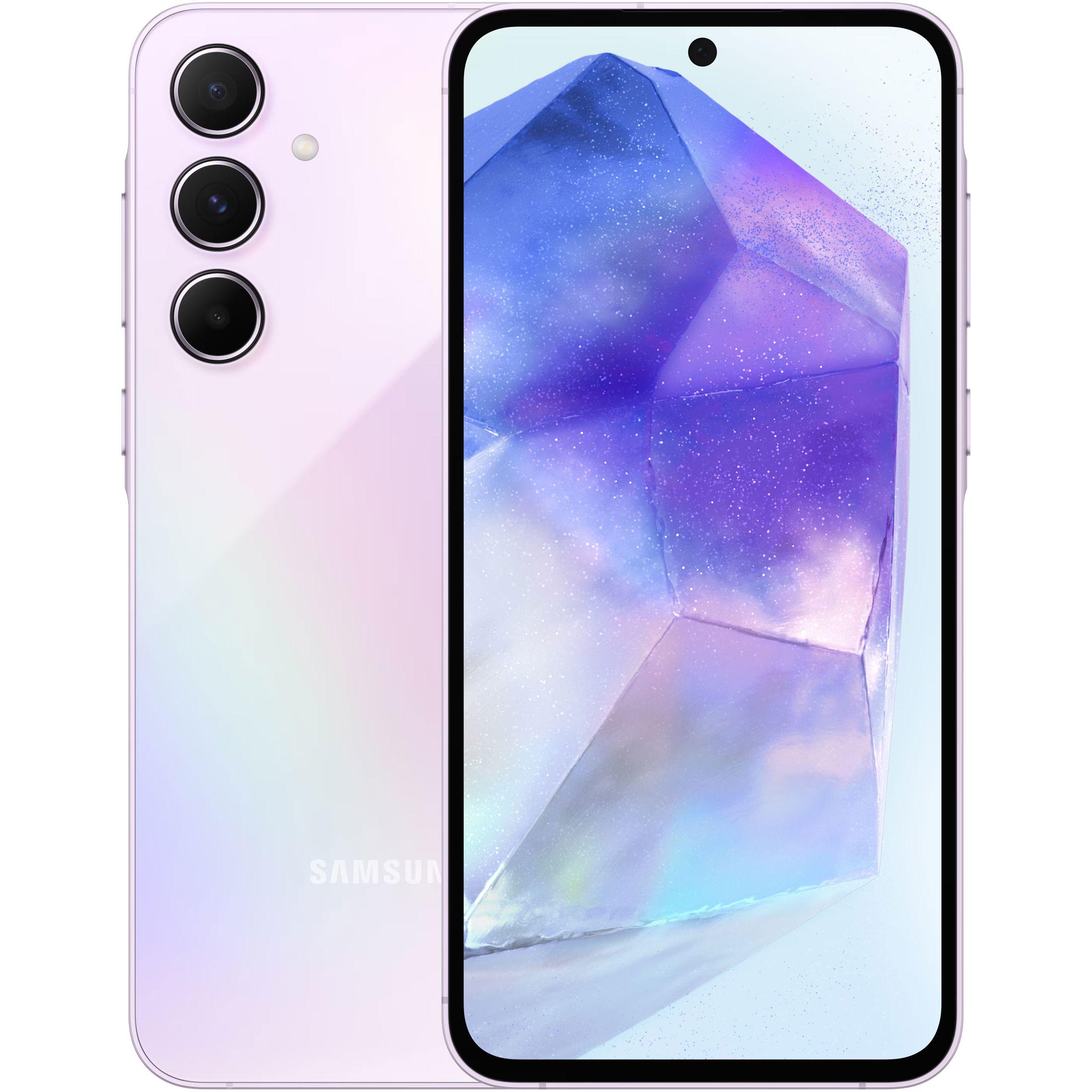 Samsung Galaxy A55 (128 GB, Awesome Lilac, 6.60", SIM + eSIM, 50 Mpx, 5G), Smartphone, Violett