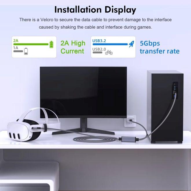 Actual product image AMVR Meta Quest 3 / 3S VR Link Kabel mit USB Typ-C Ladeanschluss