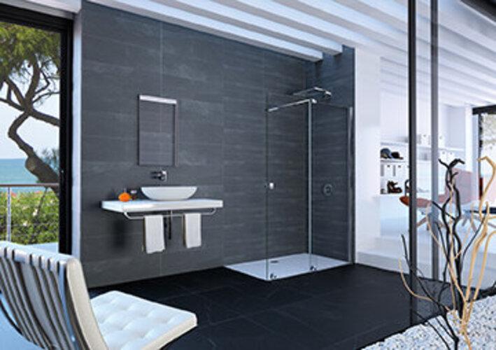 Actual product image Hüppe HÃPPE Xtensa pure Walk-In sliding door 1-piece, with fixed segment, width:120cm, right stop, crossb (211 cm, 78 cm, 22 cm)
