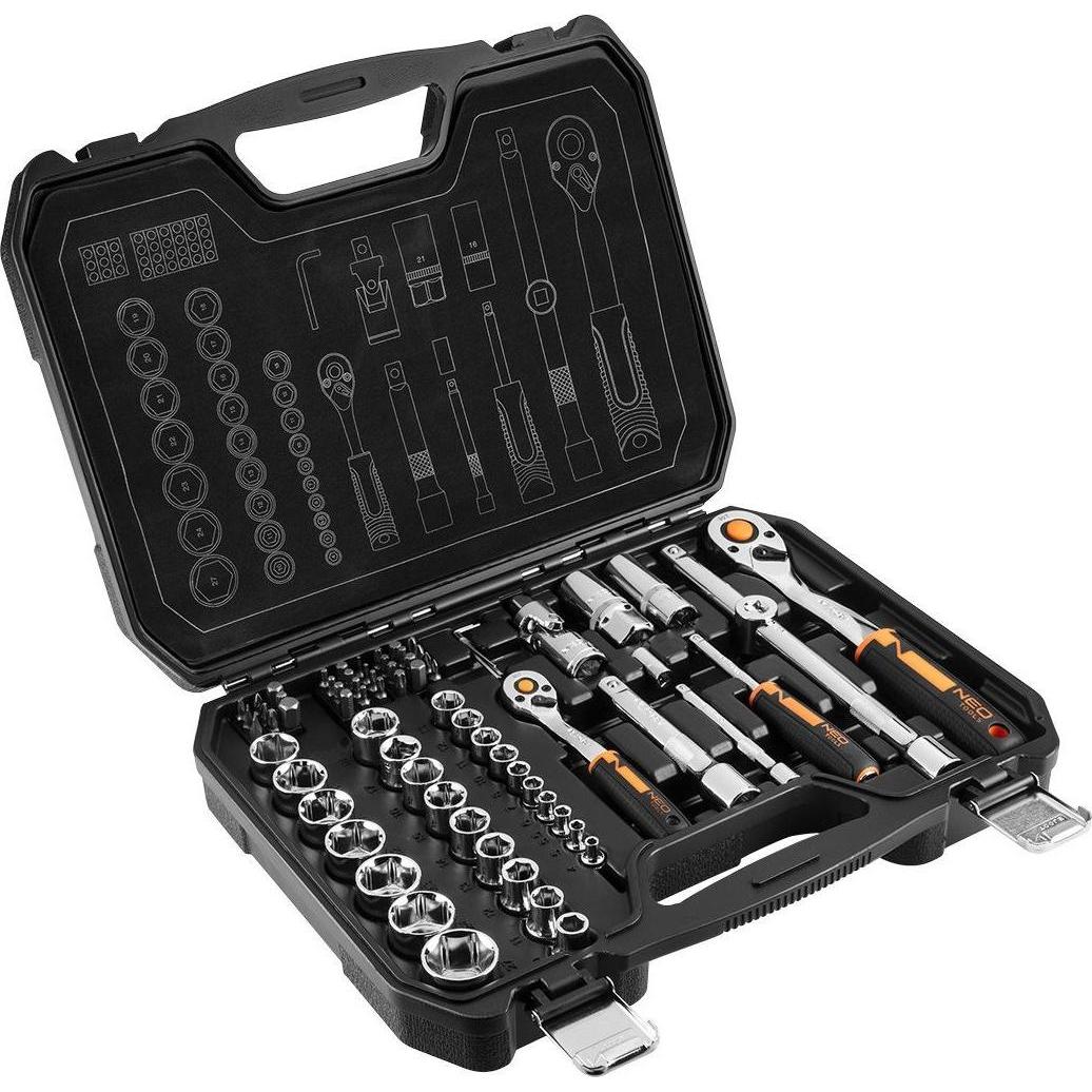 Neo, Chiave a bussola + esagonale, Zestaw narzędzi 10-054 73 el. (10-054) (1/4", 1/2")