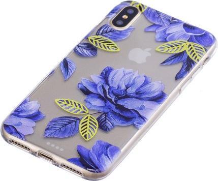 Produktbild Ueli Express iPhone XS / X Super Slim Gummi Schutzhülle Blaue Blüten (Apple iPhone XS, Apple iPhone X)