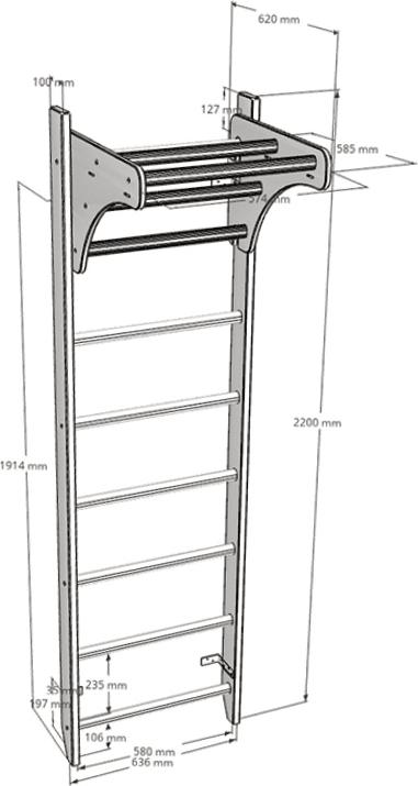 Actual product image BenchK Wall bars system 111+A204