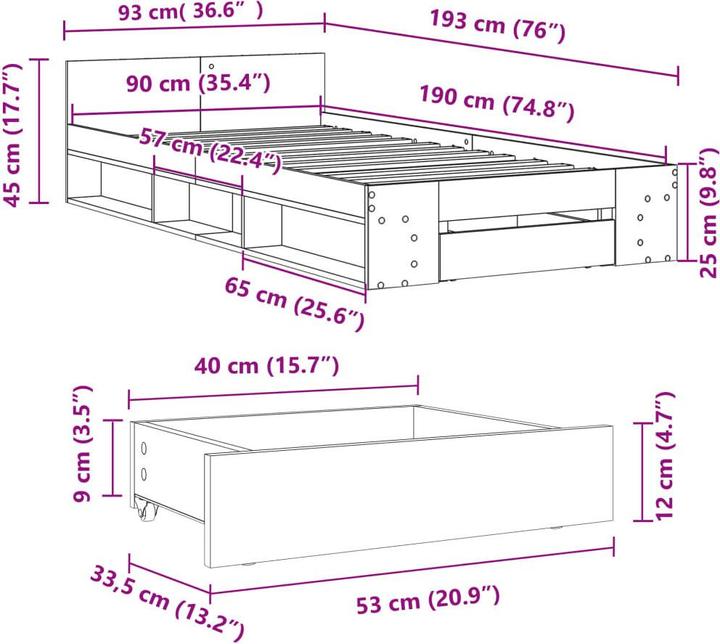 Image du produit vidaXL Bettgestell (90 x 190 cm)