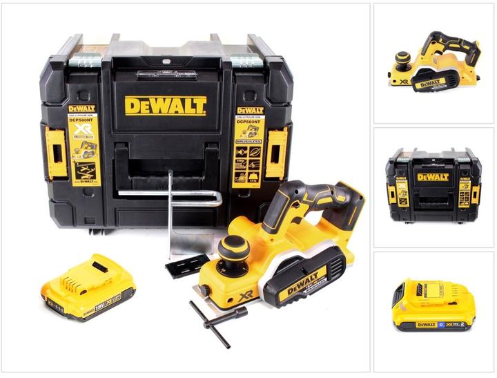 DeWalt DCP 580 NT Battery Planer 18V 82mm + 1x Battery 2,0Ah + TSTAK - without charger