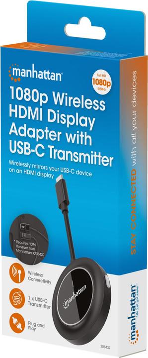 Produktbild Manhattan 1080p Wireless HDMI-Displayadapter mit USB-C-Sendemodul (30 m, HDCP)