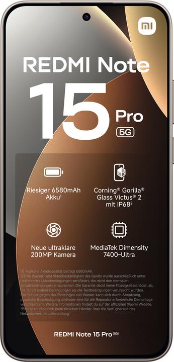 Produktbild Xiaomi Redmi Note 15 Pro (256 GB, Gold, Titan, Titanium, 6.83", 5G)