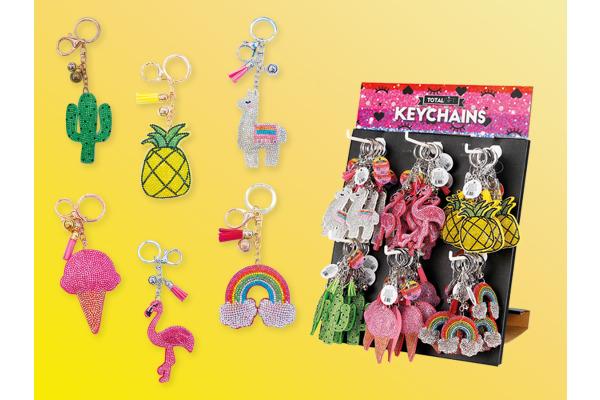 Actual product image Roost Keychain rhinestones XL1437 6 motifs ass.