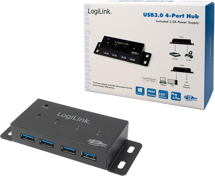 Produktbild LogiLink USB 3.0-Hub UA0149 (USB-A, 4 Ports)