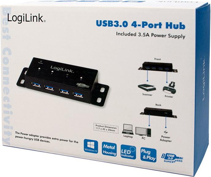 Produktbild LogiLink USB 3.0-Hub UA0149 (USB-A, 4 Ports)