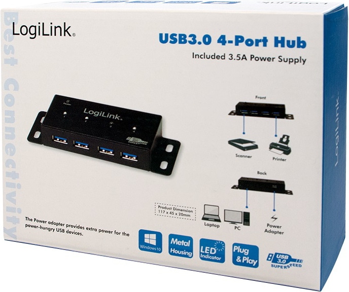 Produktbild LogiLink USB 3.0-Hub UA0149 (USB-A, 4 Ports)