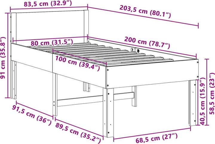 Image du produit vidaXL Bettgestell (80 x 200 cm)