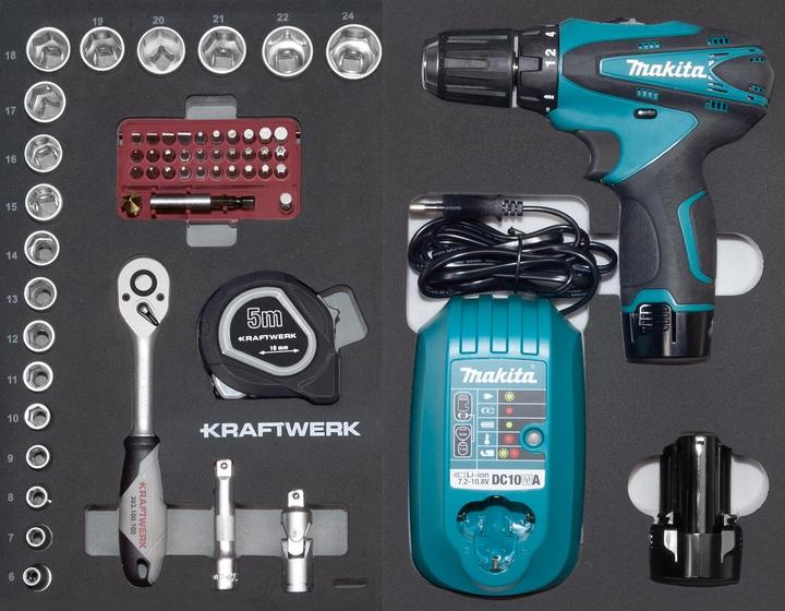 Image du produit Kraftwerk Boîte à outils professionnels B147 avec perceuse-visseuse Makita (100 pièces)