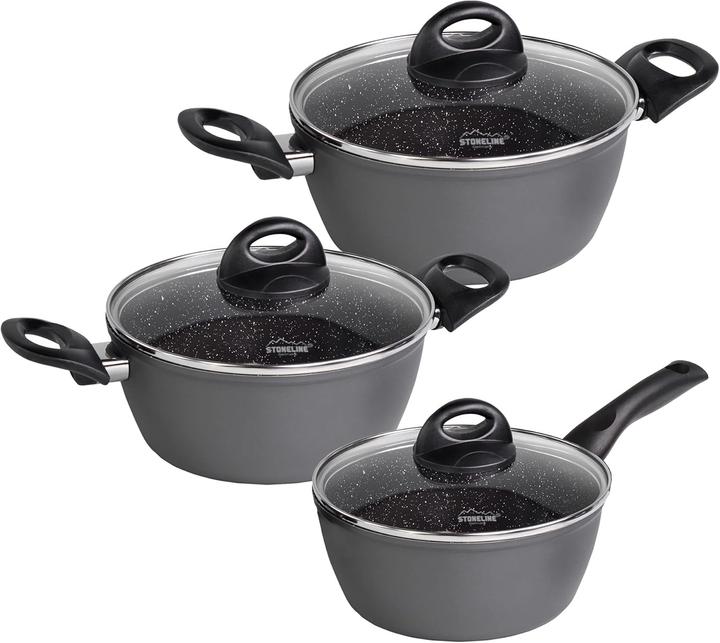 Actual product image Stoneline CERAMIC cookware set, 6 pcs. with glass lids (Pan set + pot set, Aluminium)