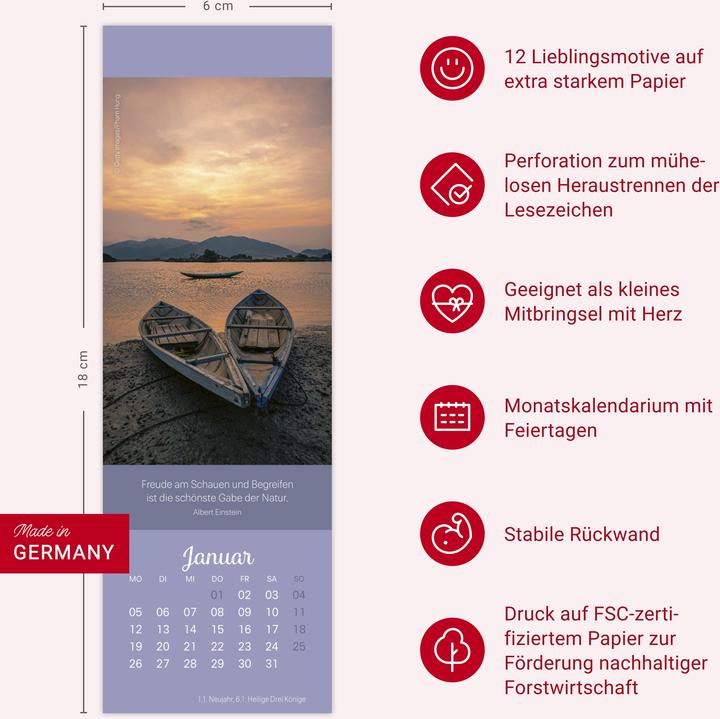Produktbild Achtsamkeit Lesezeichen & Kalender 2026 (6 x 18 cm)
