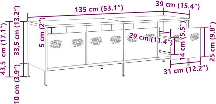 Image du produit vidaXL Armoire TV Table TV Lowboard Meuble TV jaune moutarde Acier (135 x 39 x 43.50 cm)