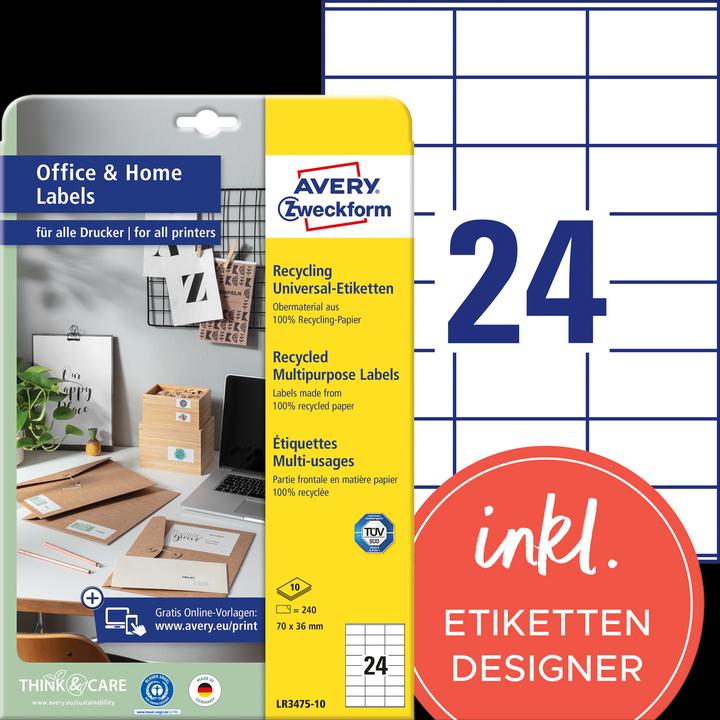 Actual product image Avery Recycling labels, home office, small pack