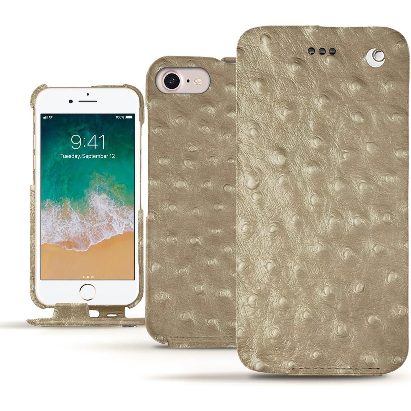 Noreve Lederschutzhülle vertikal (Apple iPhone 7), Smartphone Hülle, Beige