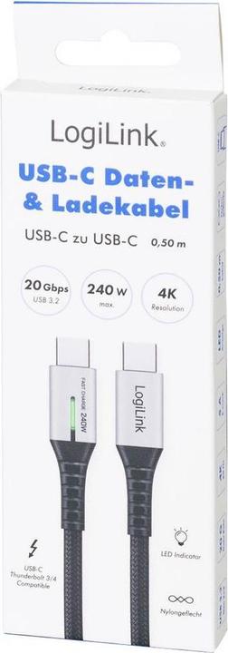 Immagine prodotto LogiLink Prüfen (0.50 m, USB 3.2 Gen 2x2, 240 W)